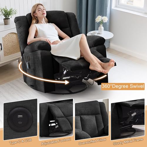 360° Swivel Rocking Recliner with Massage and Heating Y807