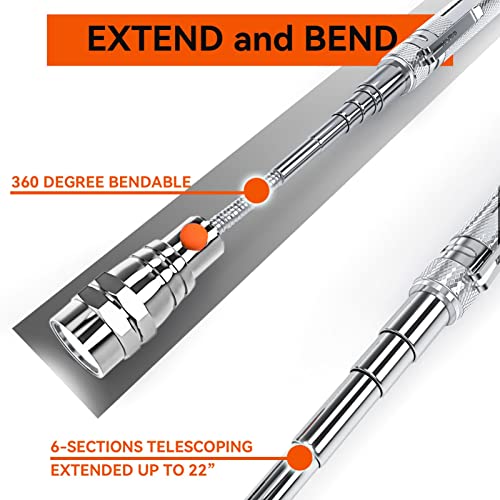 Extendable Magnetic Flashlight with Telescoping Magnet Pickup Tool K662762