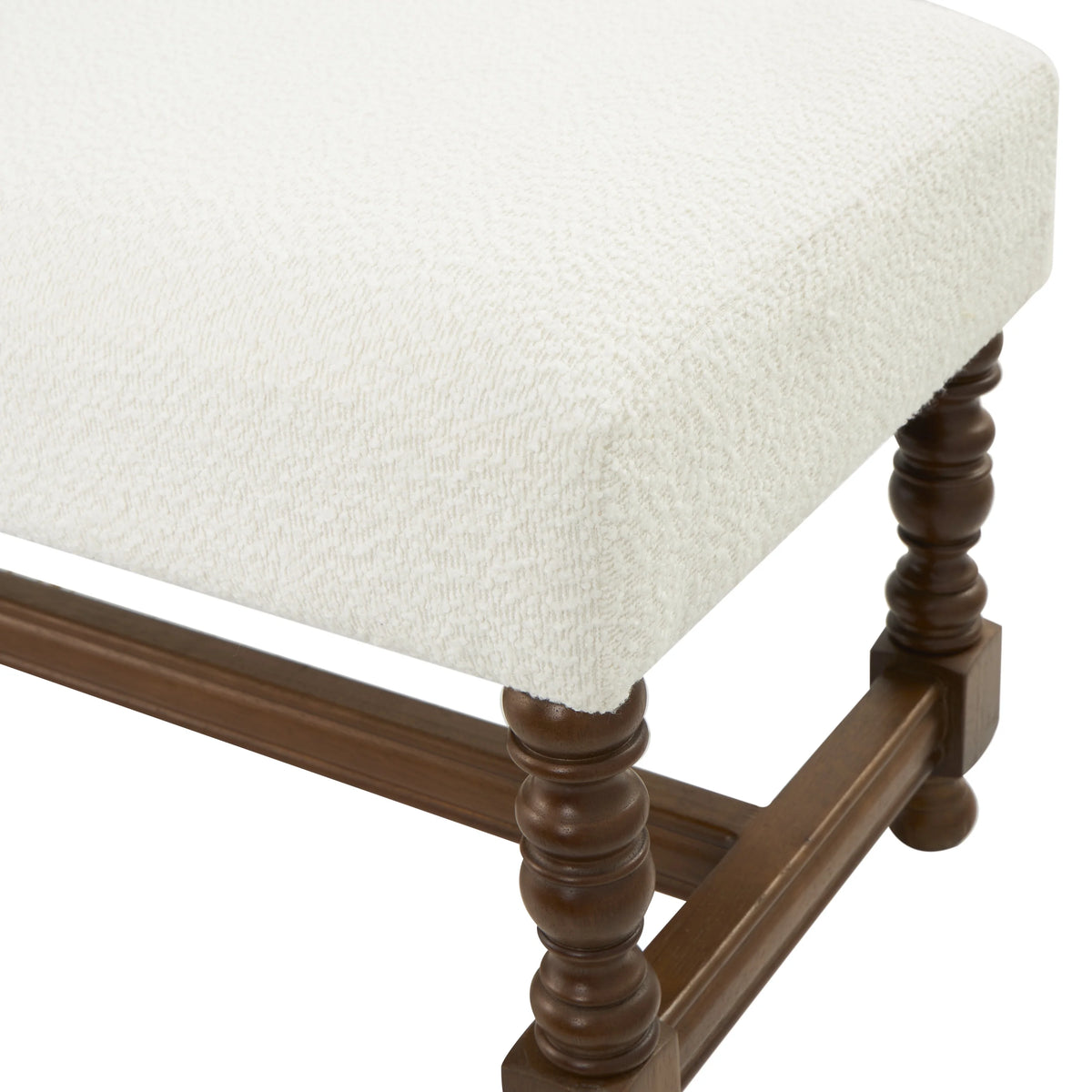 Fabric Bench with Brown Traditional Wood Turned Legs L628