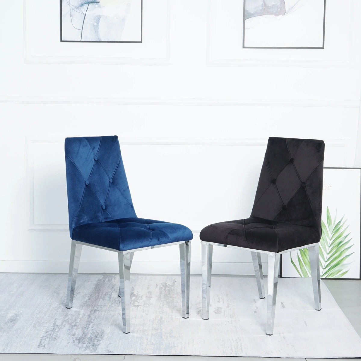 Blue Velvet Upholstered Dining Chairs G481
