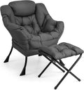 Gray Upholstered Accent Chair with Ottoman T493687