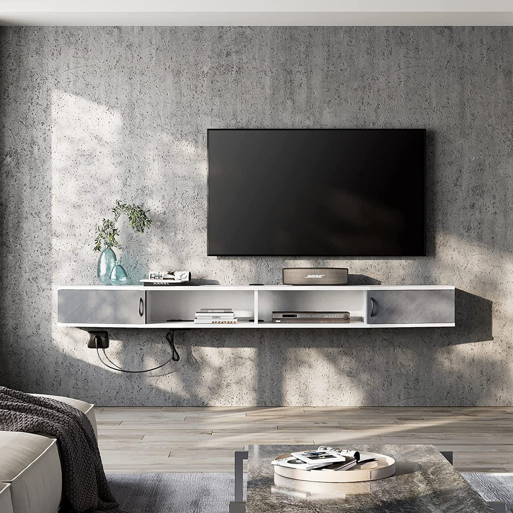 Black Floating TV Stand Wall Mounted Shelf Z7367