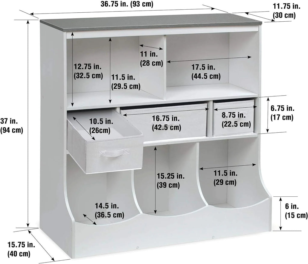 Toy Storage Unit and Book Shelf with 3 Baskets N702