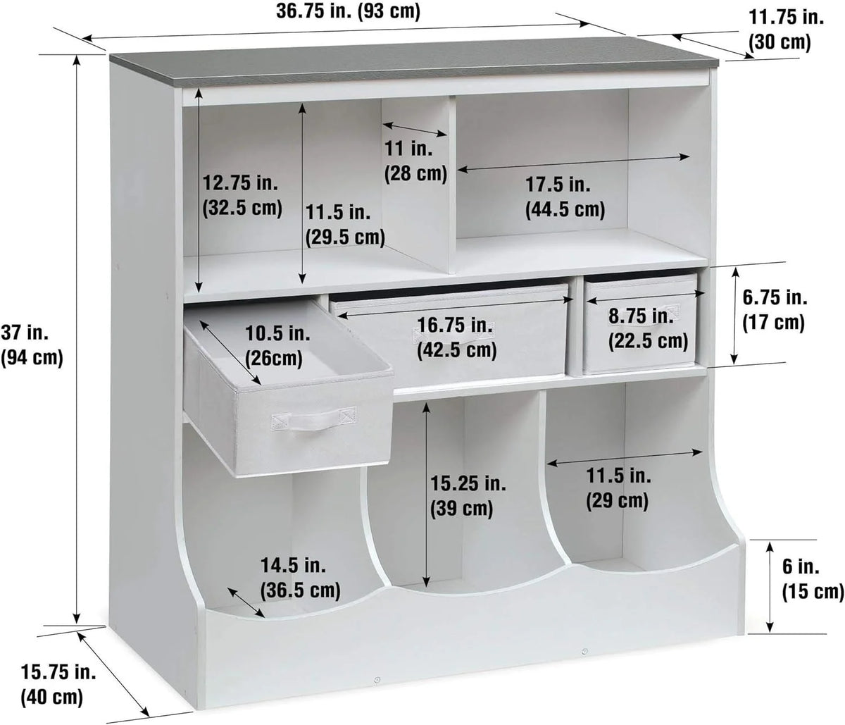 Toy Storage Unit and Book Shelf with 3 Baskets N702