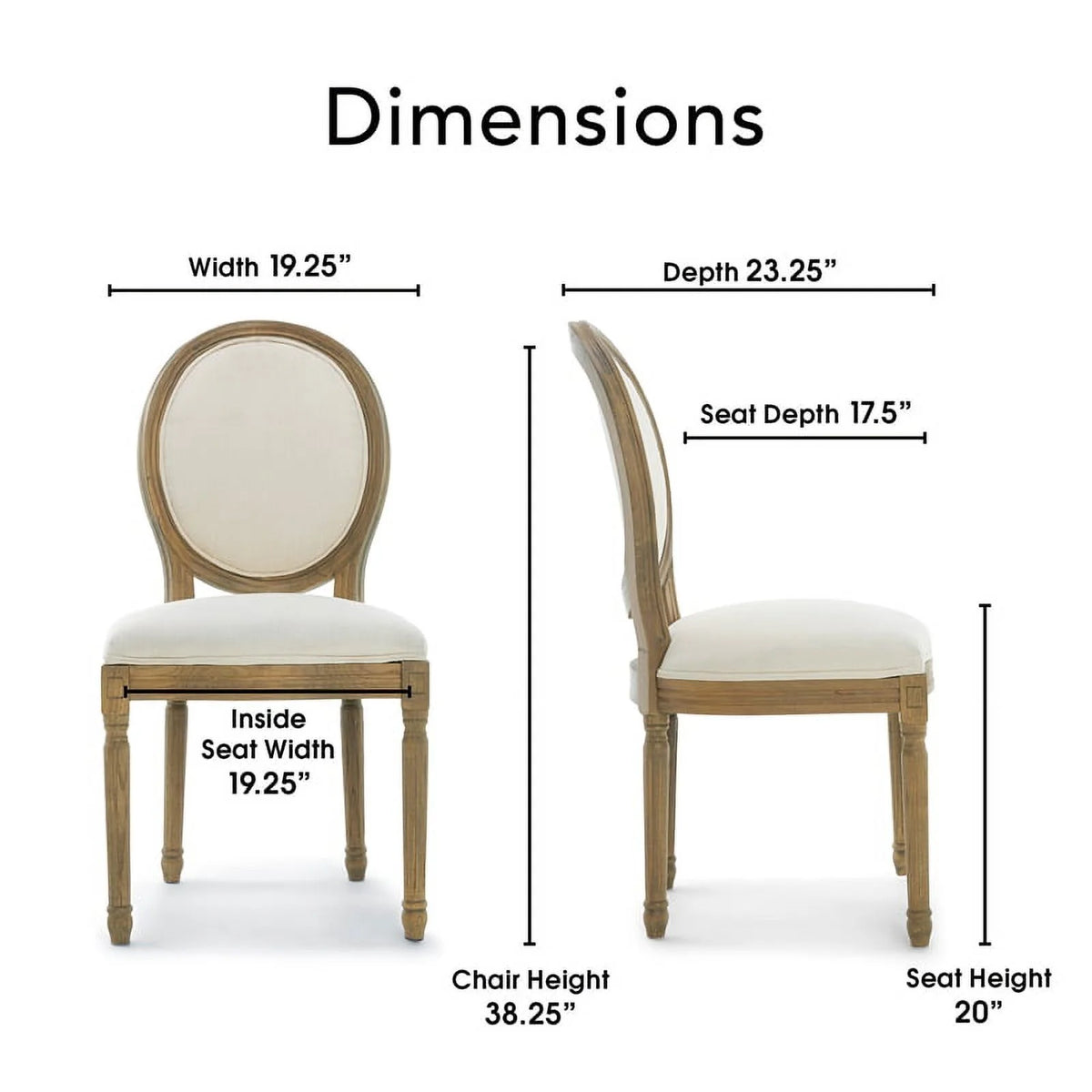 Round Dining Chair Set of 2 Cream L637