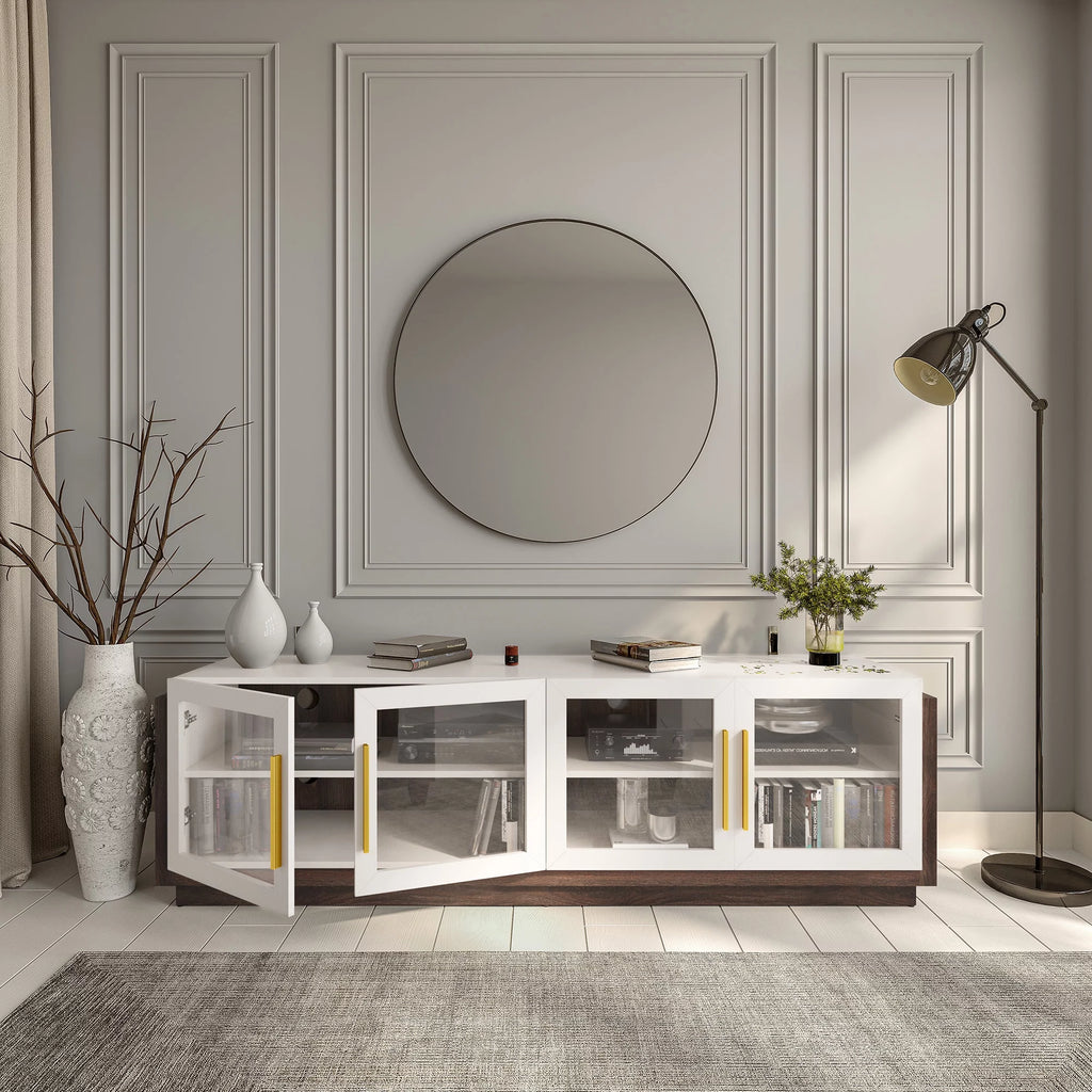 70" Wood TV Stand with Shelves T8694