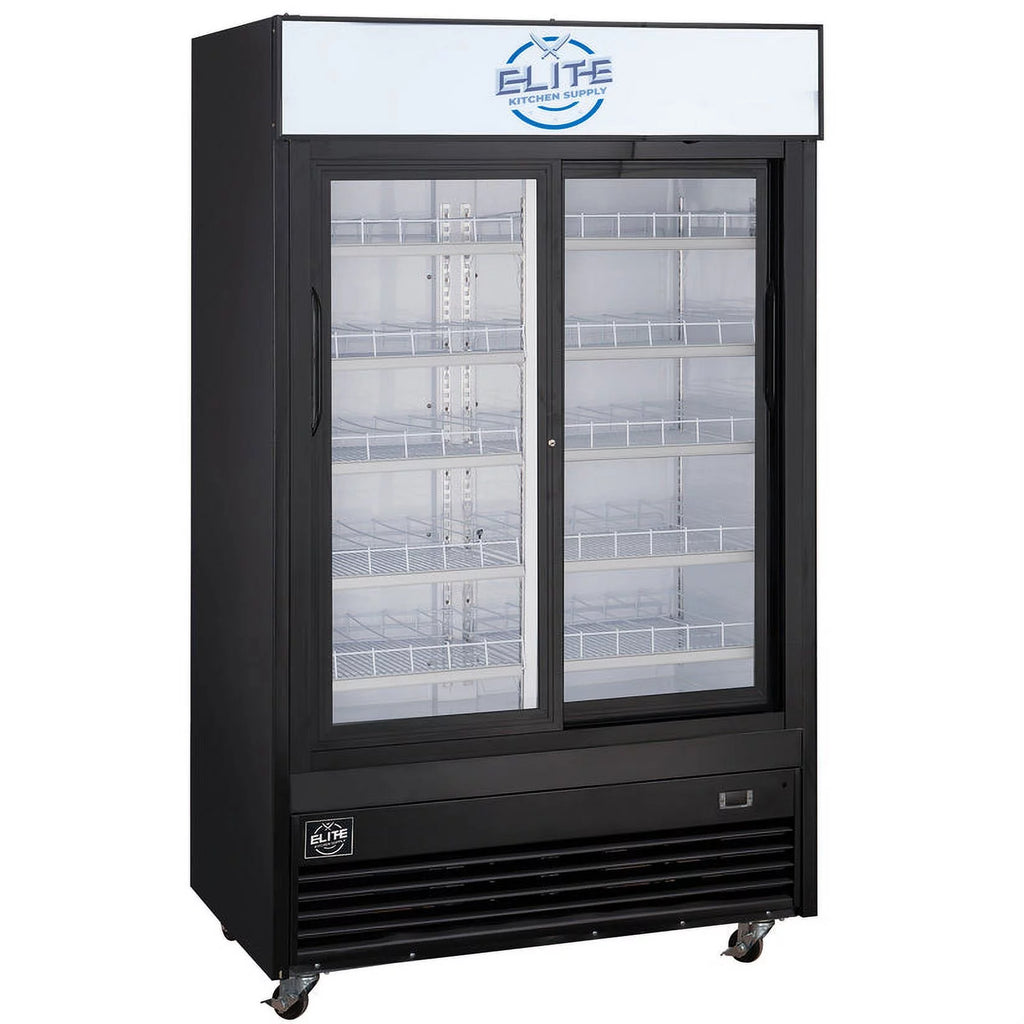 47 in Black Commercial Merchandiser Refrigerator with Sliding Glass Doors U4664