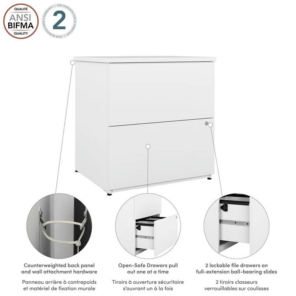 2-Drawer Engineered Wood Lateral File Cabinet in Pure White N741542