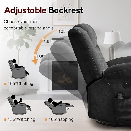 360° Swivel Rocking Recliner with Massage and Heating Y807