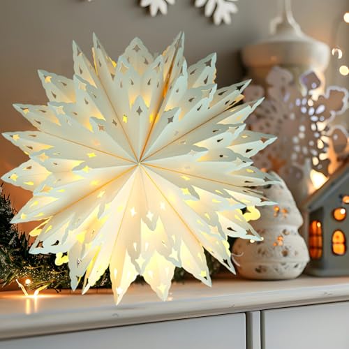 5 Pack Christmas Paper Snowflake Lanterns with LED Light S729277