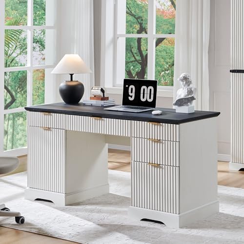 60" Oak Executive Desk with Drawer & Cabinet C76238