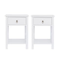Set of 2 White Wood Nightstand with A Drawer P13992