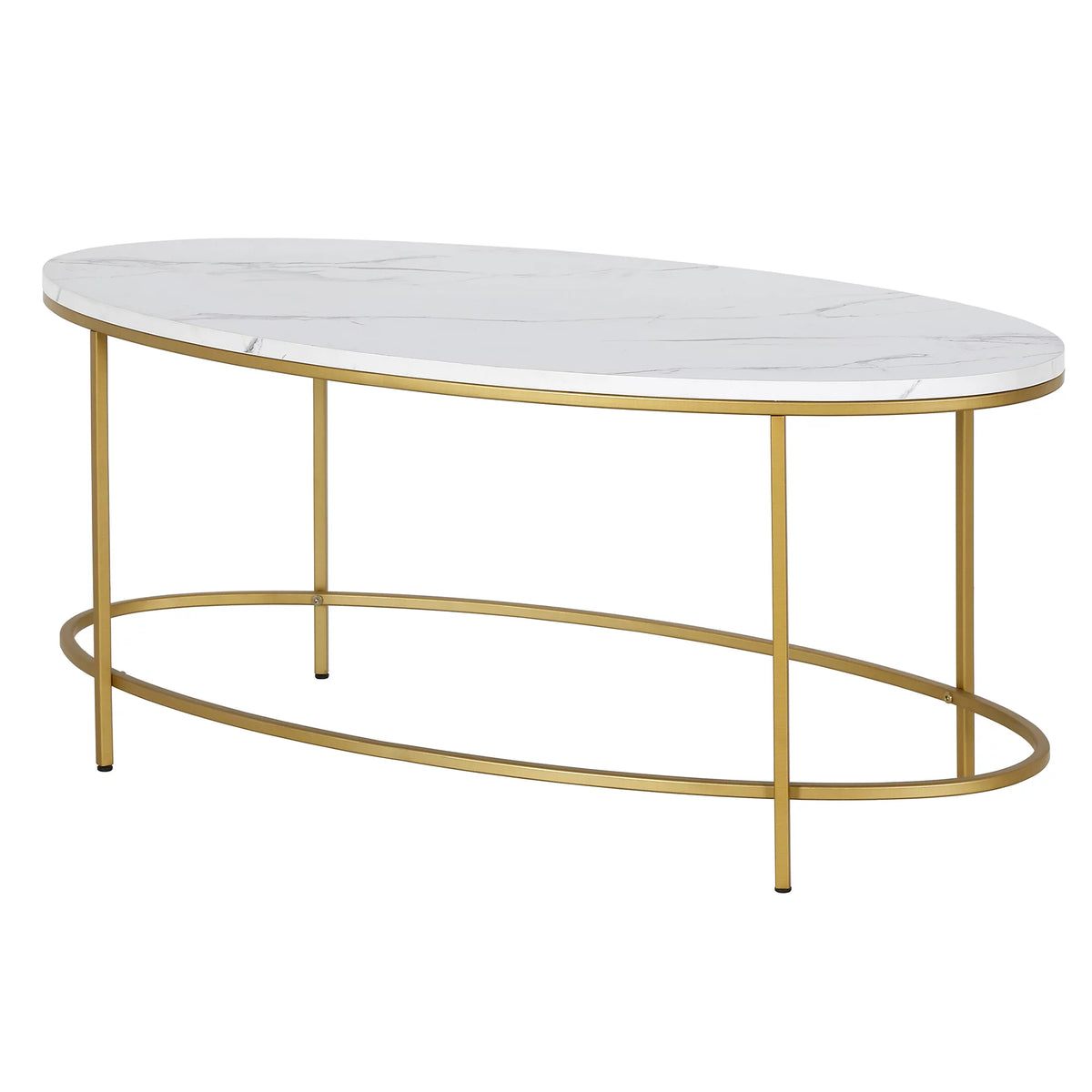 42" Wide Oval Coffee Table with Faux Marble Top N38901