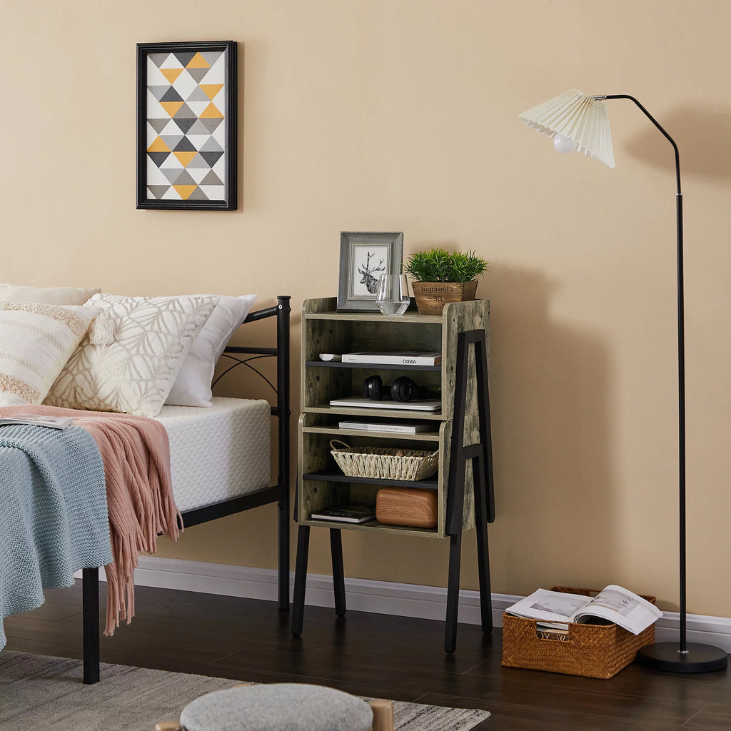 Set of 2 Stackable 2-tier Side End Table Gray R75526