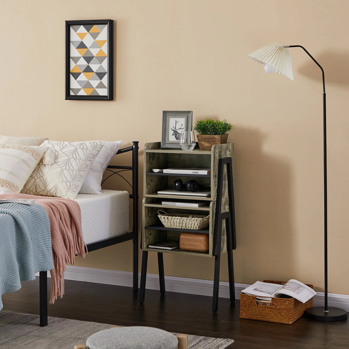 Set of 2 Stackable 2-tier Side End Table Gray R75526