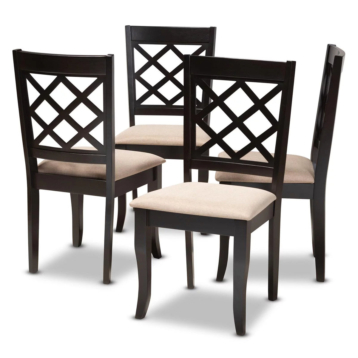 Sand Fabric Dark Brown 2-Piece Dining Chair Set F4607