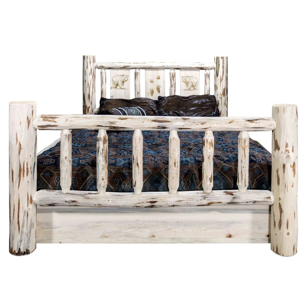 Wood Twin Storage Bed with Pine Design in Natural H496017