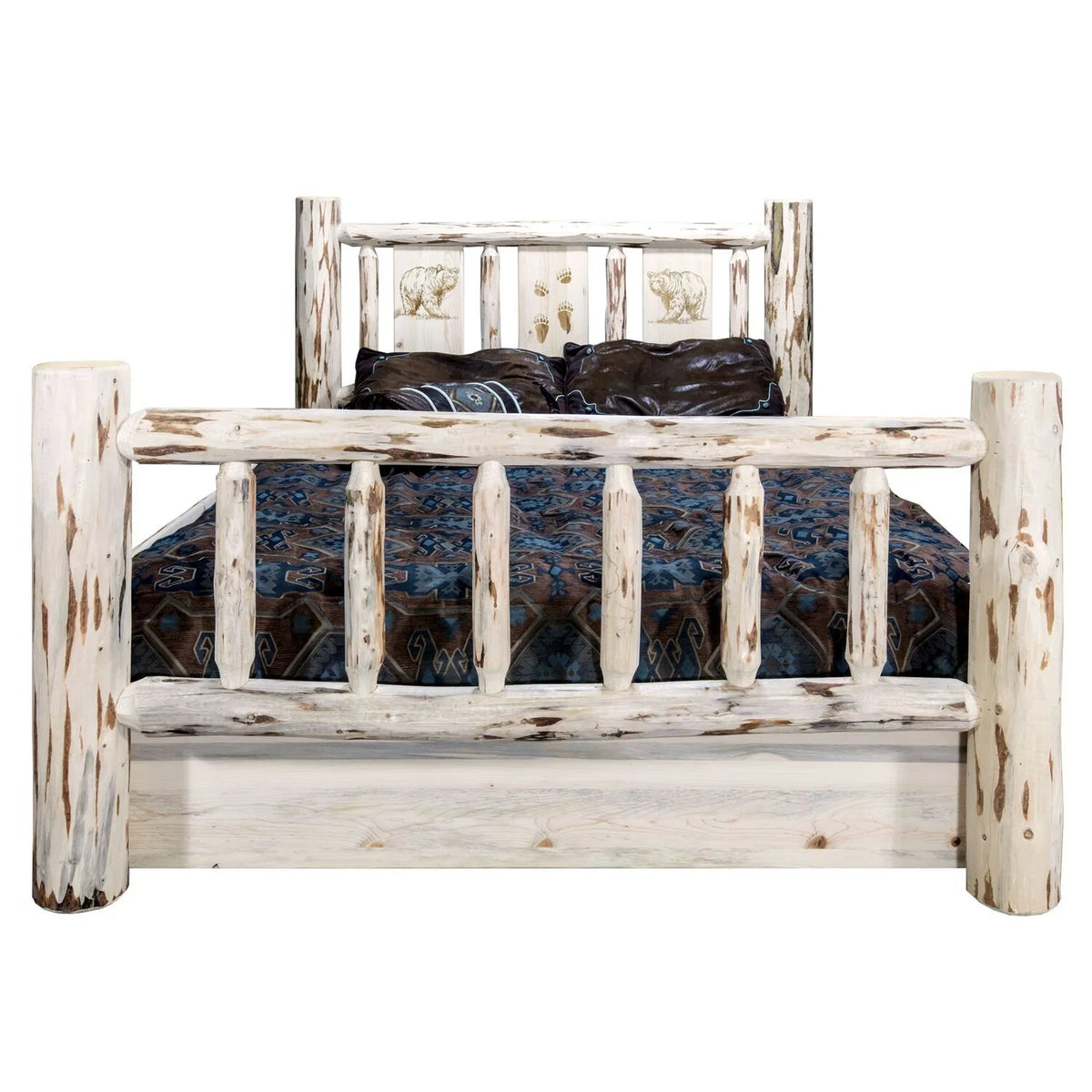 Wood Twin Storage Bed with Pine Design in Natural H496017