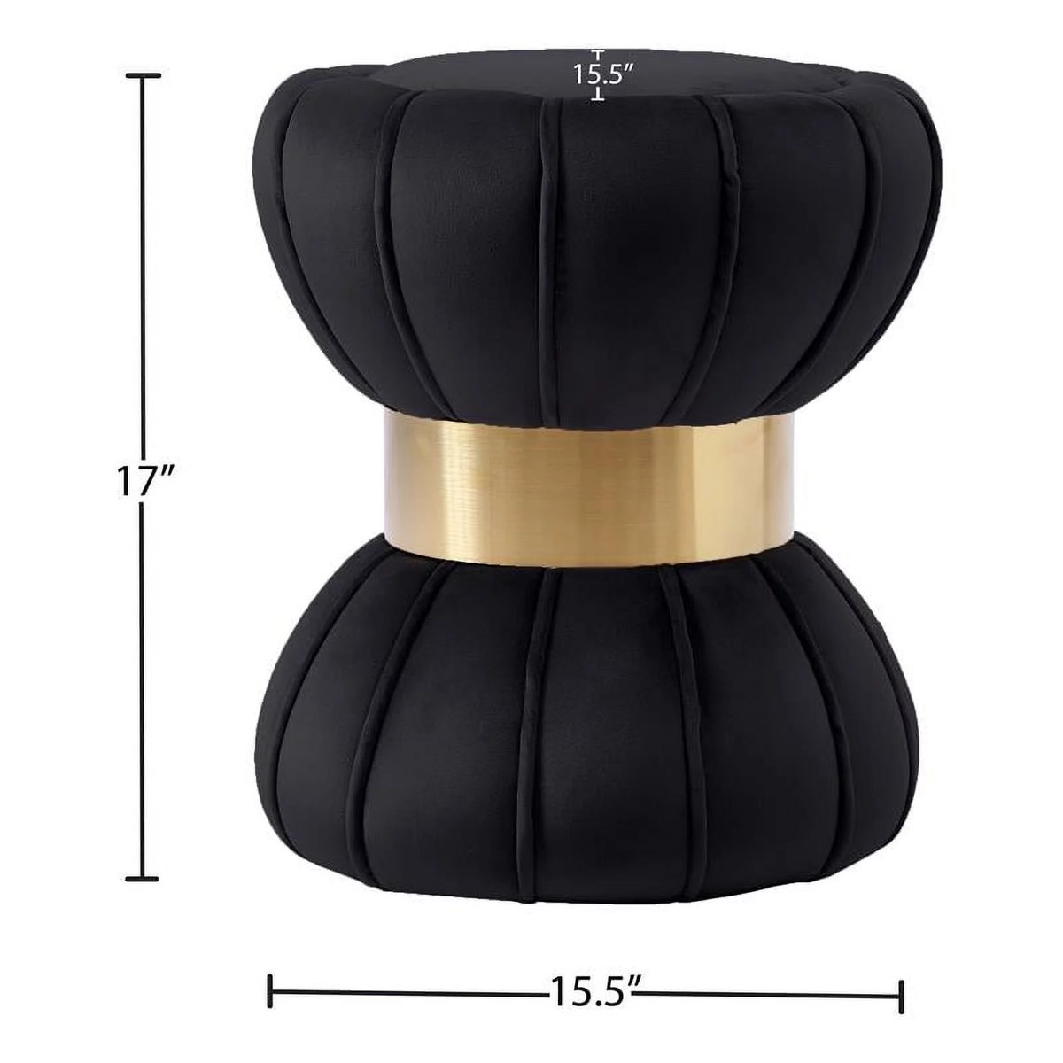 Black Velvet Ottoman Stool J84436
