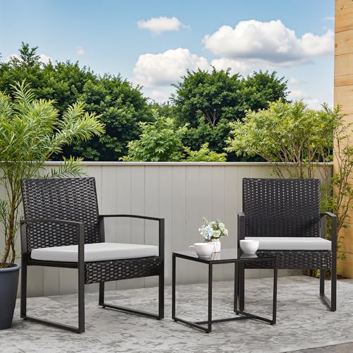 3 Piece Wicker Bistro Set with Coffee Table B6412