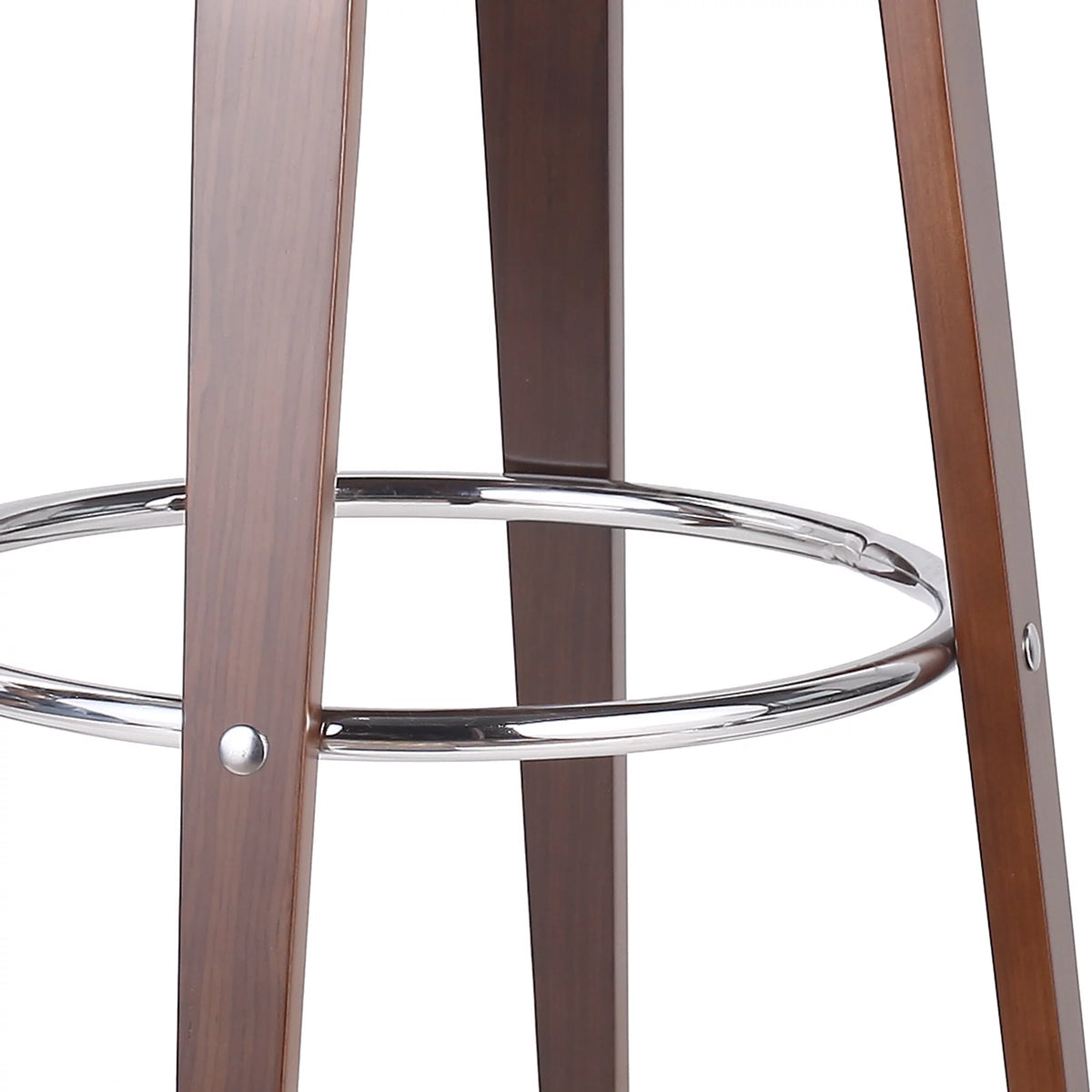 Mid Century Modern Faux Leather Wood Swivel Barstool F6811
