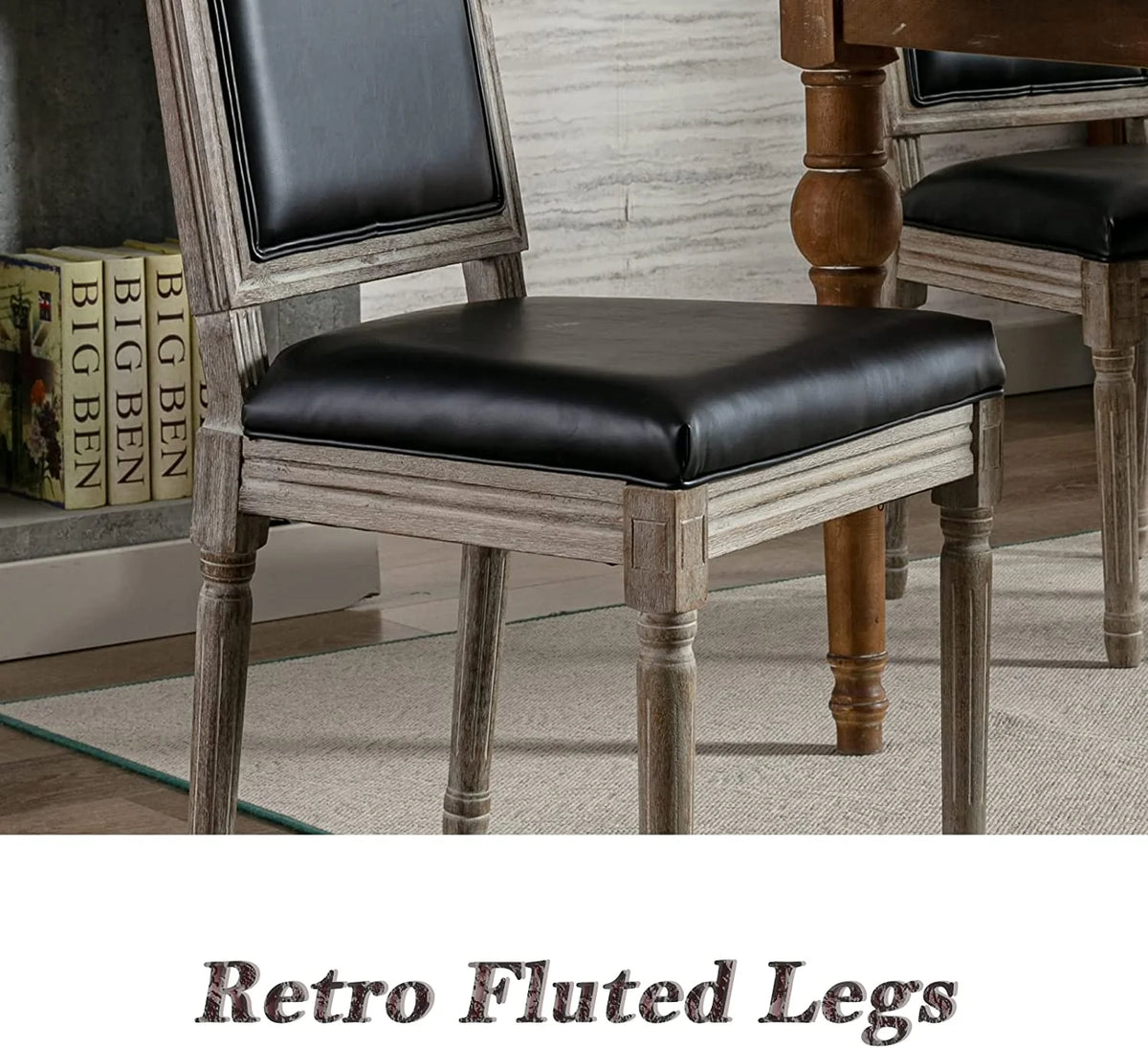 Black Leather Upholstered Dining Chairs Set of 6 V392685