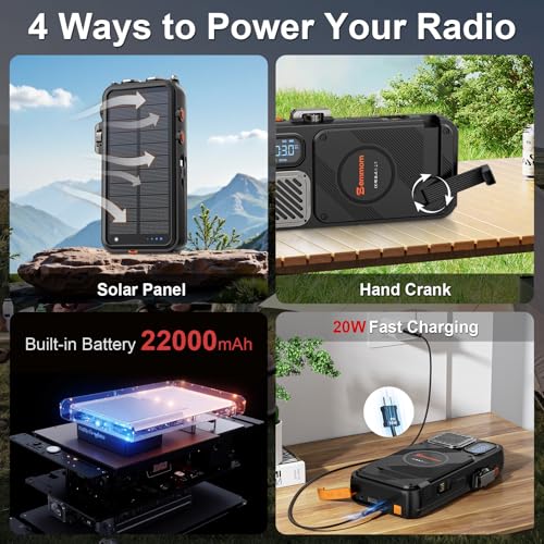 Emergency Solar Hand Crank Radio with 22000mAh Power Bank R449