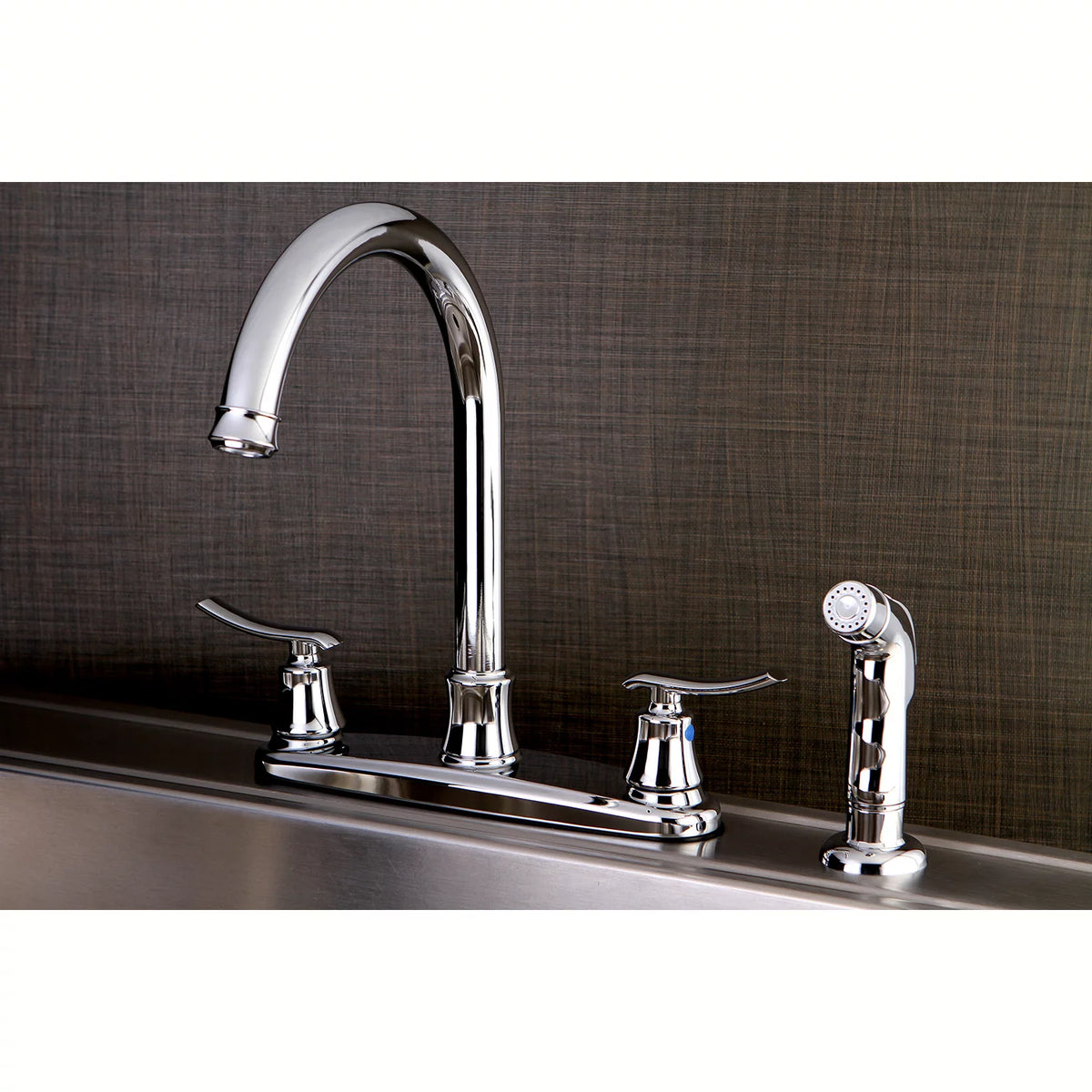 8-Inch Centerset Kitchen Faucet with Sprayer, Polished Chrome I766610