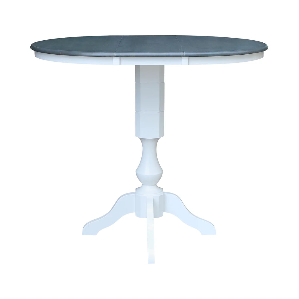 36" Round Solid Wood Extension Dining Table with 4 Bar Height Stools W29190