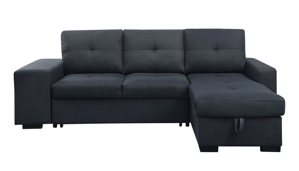 Linen Sleeper Sectional Sofa with Reversible Storage Chaise Q925847