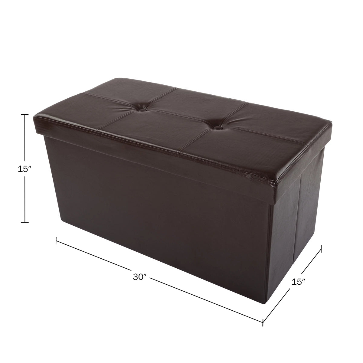 Brown Faux Leather Folding Storage Ottoman with Removable Bin X298597