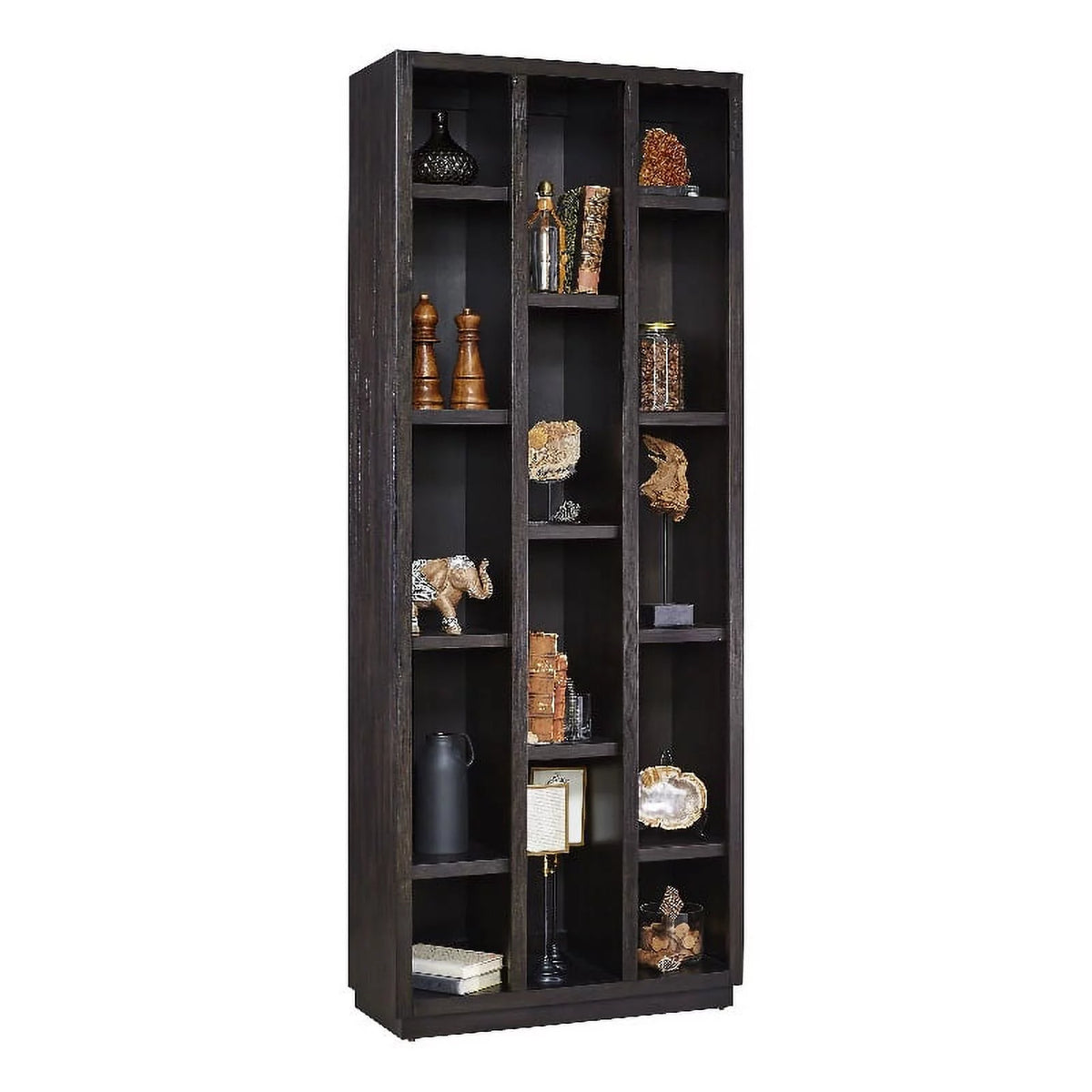 Shelf Open Storage Wood Bookcase Curio Dark Brown X571650