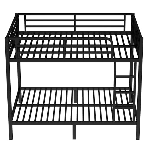 Heavy Duty Black Twin XL Over Twin XL Bunk Bed Frame with Ladder Z1633