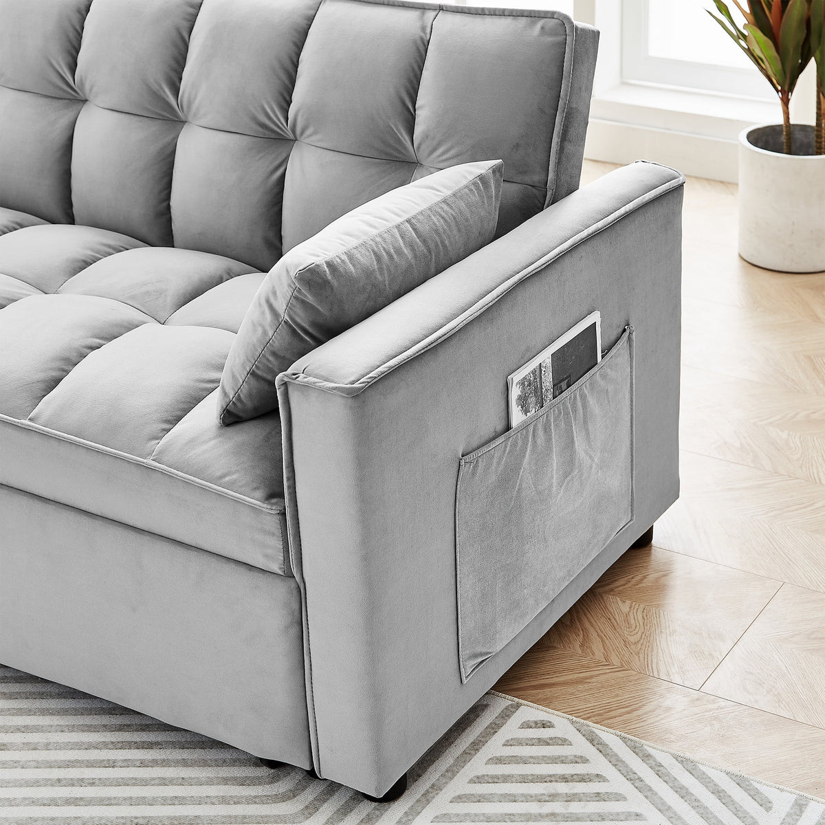 Black Velvet 3 in 1 Sleeper Sofa Bed L68150