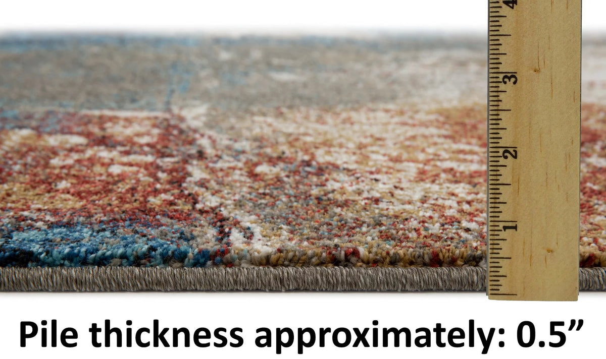 Turquoise Burgundy Abstract Area Rug 8' x 10' V590