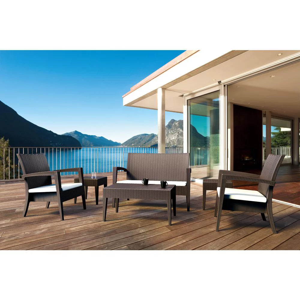 Brown Square Resin Side Table J846698