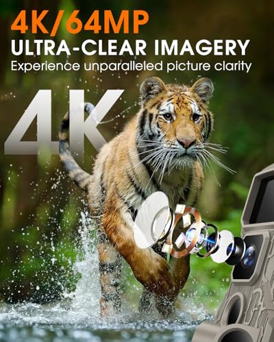 WiFi 4K 64MP Trail Camera with Night Vision IP67 Waterproof H603034