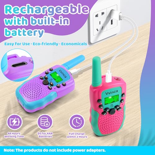 Rechargeable 4 Pack 3 Mile Long Range Walkie Talkies with Flashlight Z955