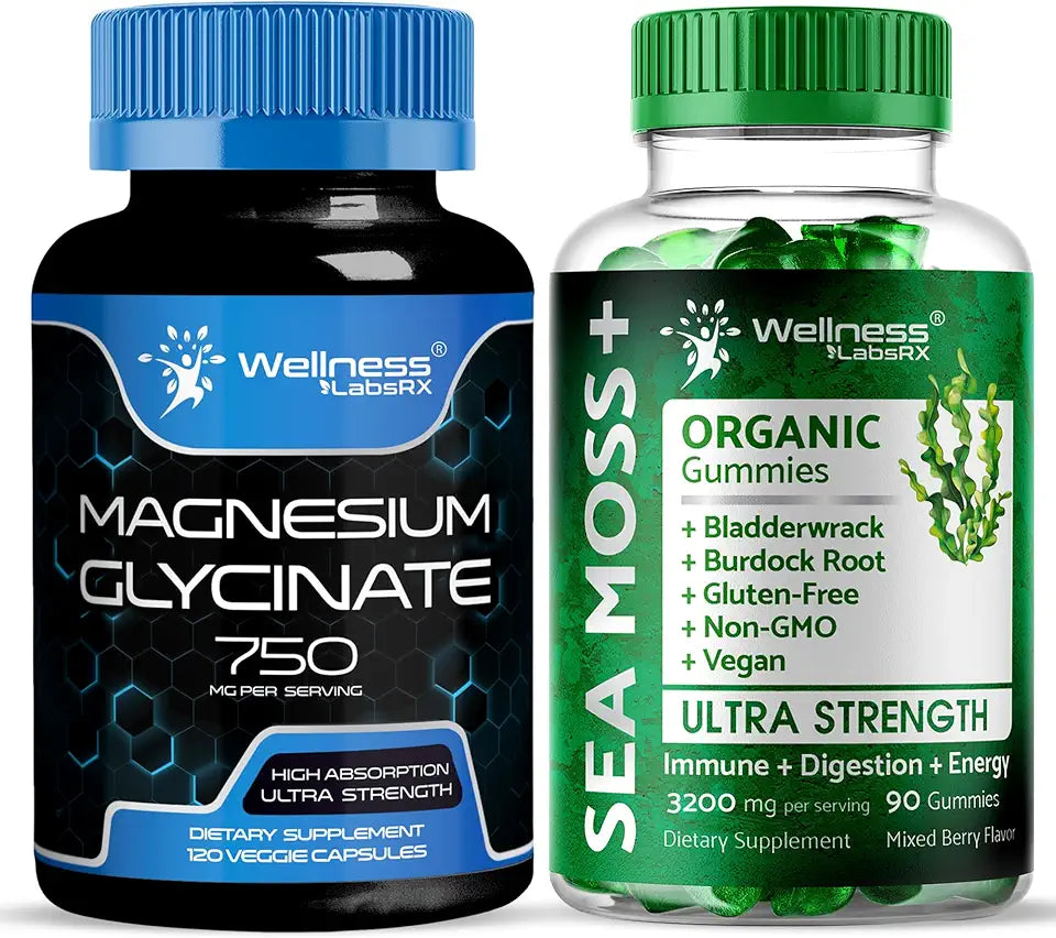 Magnesium Glycinate Capsules 750mg Sea Moss Gummies 3200mg S601