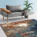 Turquoise Burgundy Abstract Area Rug 8' x 10' V590
