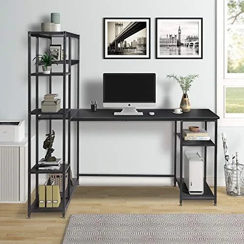 L-Shaped Computer Desk with Hutch Bookshelf U707