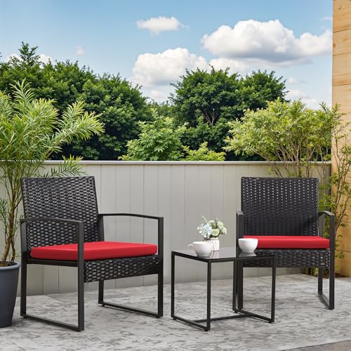 3 Piece Wicker Bistro Set with Coffee Table B6412