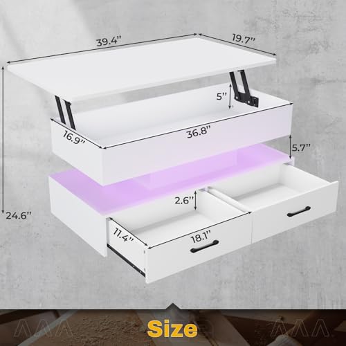 40" Lift Top Coffee Table with Storage and 2 Drawers J6554