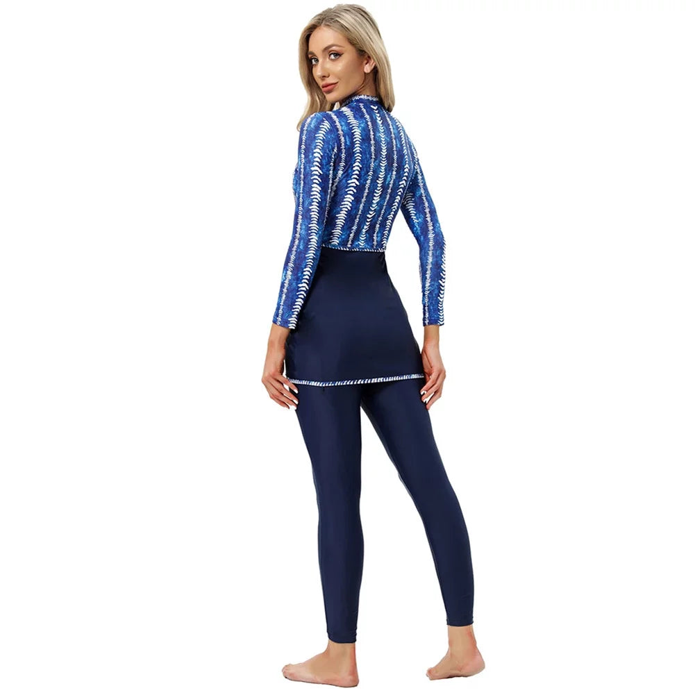 3 Pieces Long Sleeve Modest Swimwear Burkini V99606