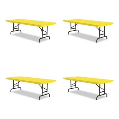 Adjustable Folding Tables, Rectangular, 72" x 30" x 22" to 32", Yellow Top, Black Legs B771