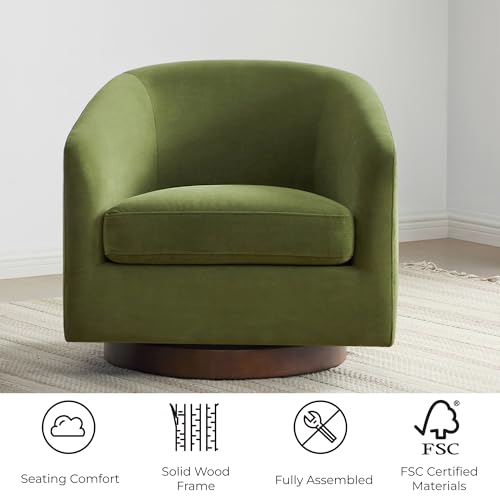 Swivel Upholstered Fabric Barrel Chair C51888