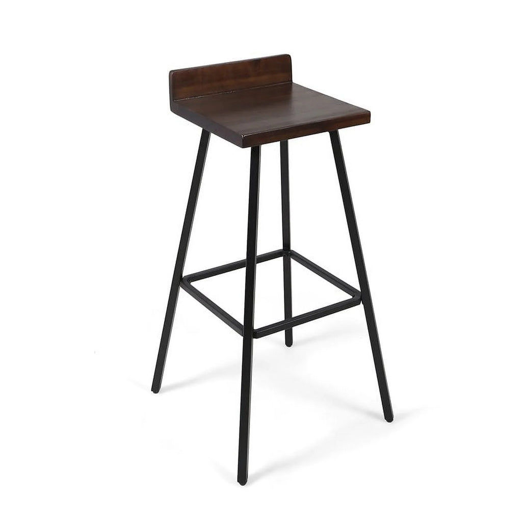 Brown Wood and Metal Bar Stools Set of 2 I13498
