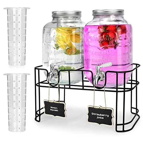 1 Gallon Glass Drink Dispenser with Stand and Stainless Steel Spigot P70010