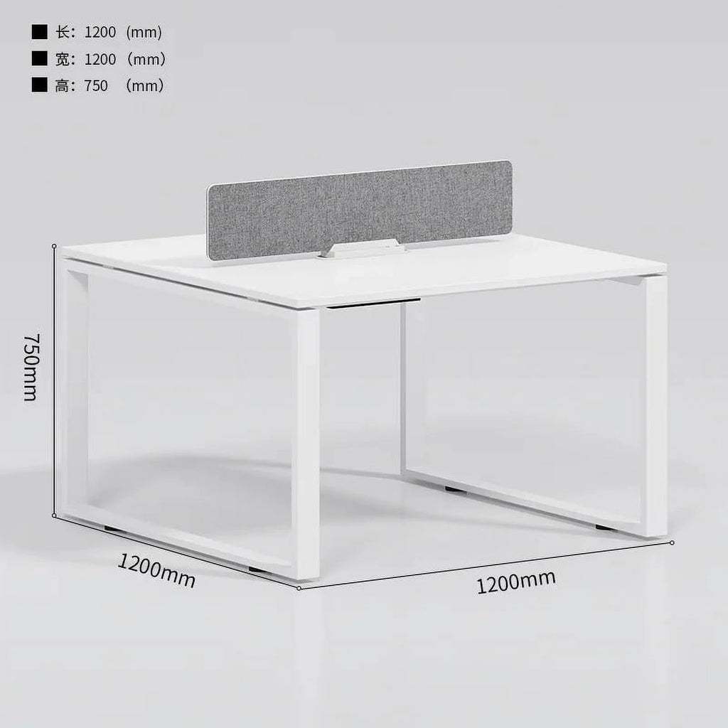 White Wooden Computer Desk with Metal Frame L954853