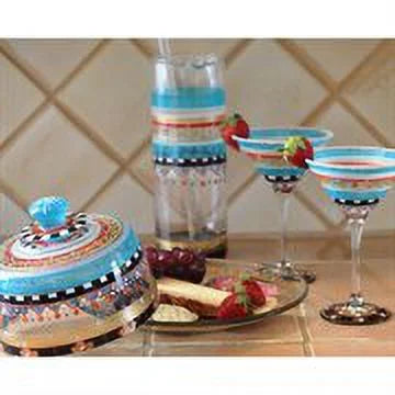 Set of 2 Blue Hand Painted Martini Drinking Glasses M88429